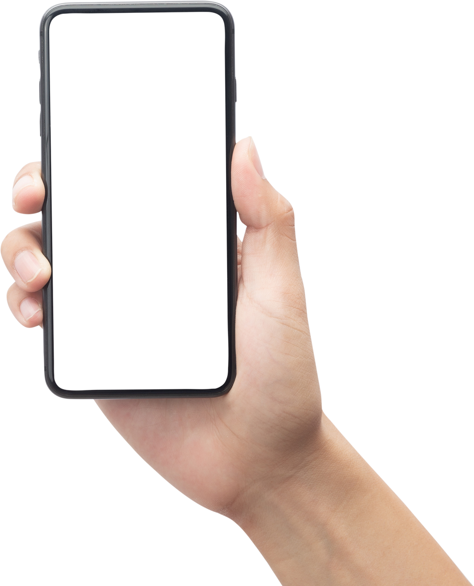 Hand Holding Smartphone with Mockup Screen Cutout